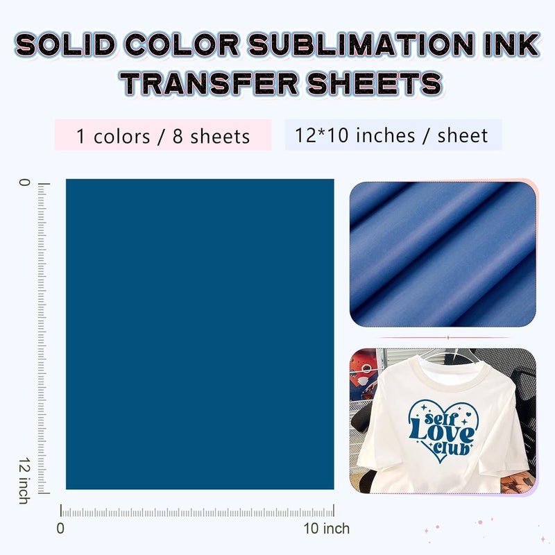 HTVSTD Blue Sublimation Ink Transfer Sheets 8 Sheets 12'' x 10''Navy Blue Sublimation Paper Transfer Sheets for Mugs Tumblers DIY Transfer Paper - Image 3